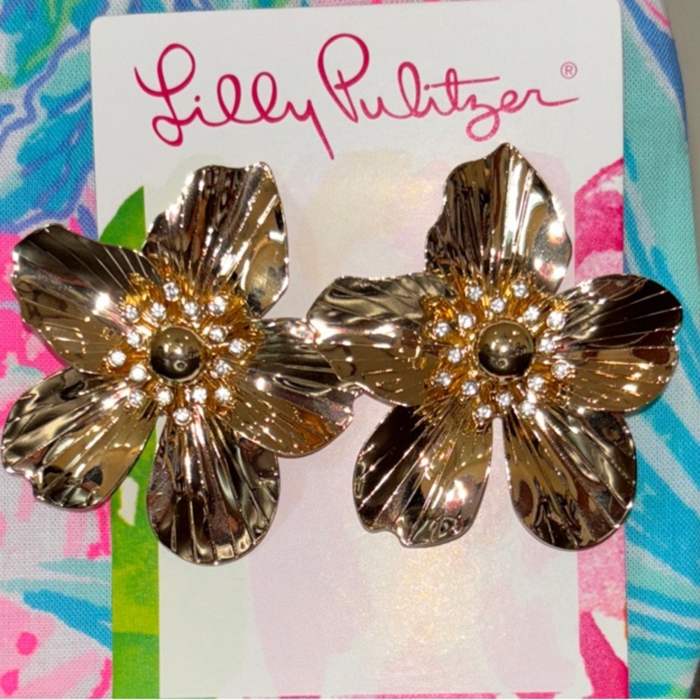 Lilly Pulitzer Gold and Black Petal Earrings